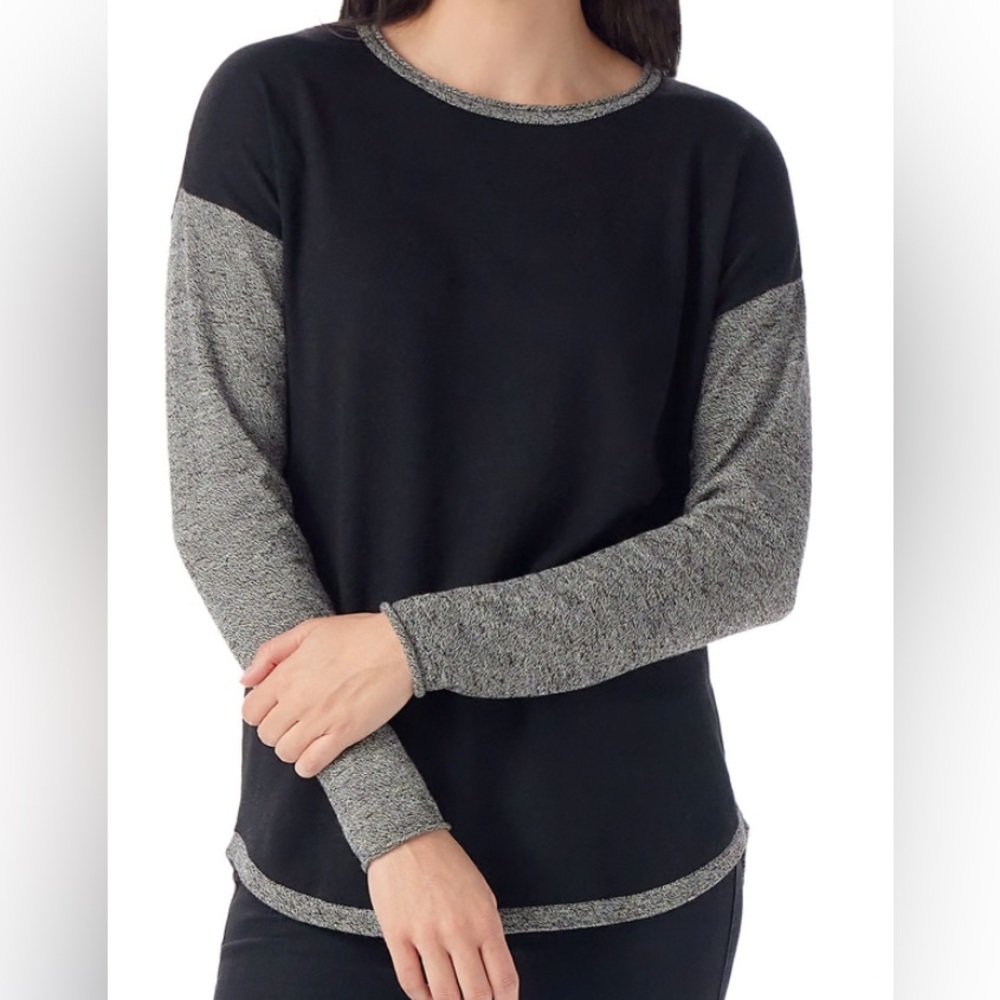 Smartwool Shadow Pine Colorblock Crew Sweater black gray marl sleeves & trim